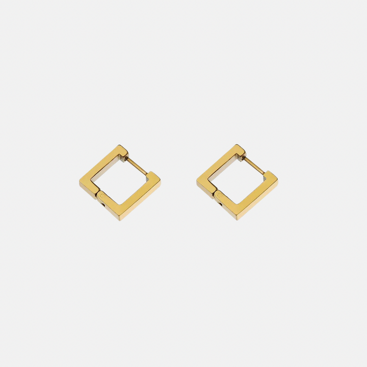 Haily Square Block Hoops - Steel | Gold Steel