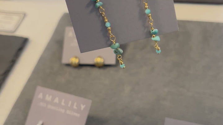 Turquoise Gold Plated Chain Drop Earrings